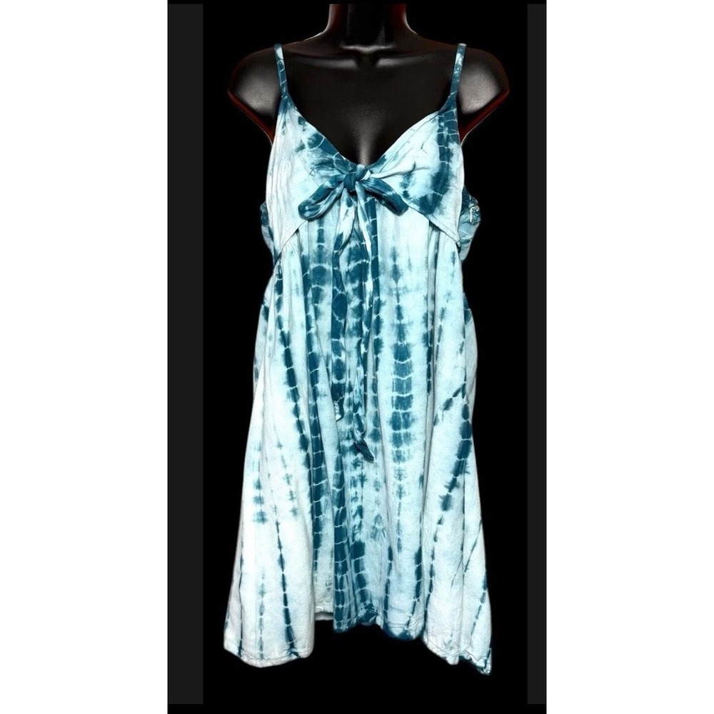 Attic Salt‎ Blue Tie Dye Sleeveless Mini Dress, Casual Summer Sundress Size M